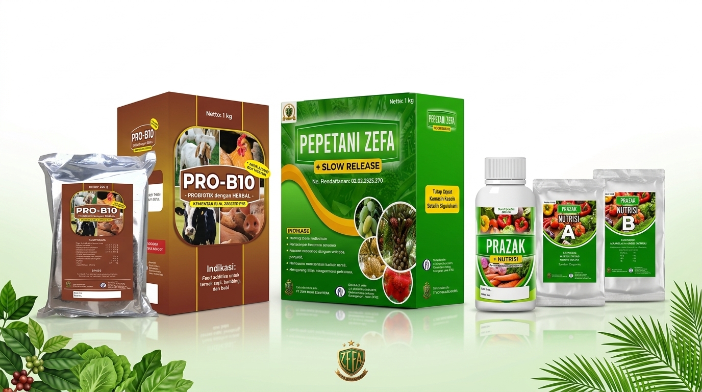3 Produk Utama Pupuk Zefa Sejahtera: PRO-B10, PEPETANI ZEFA, PRAZAK